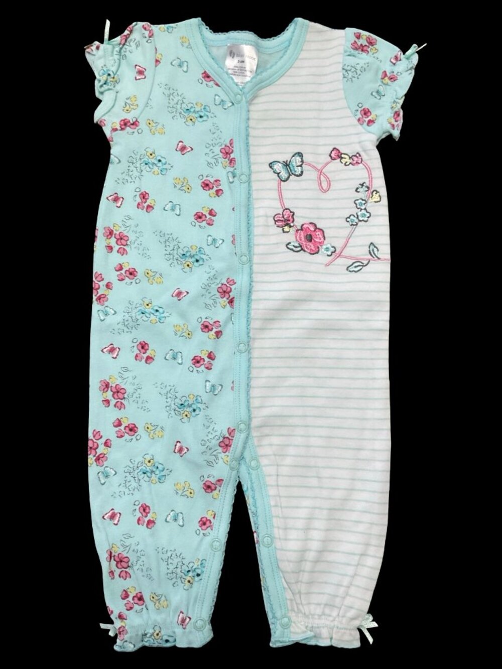 👣 5/$25 - Turquoise/Pink/White Floral Print/Striped Print Jumpsuit